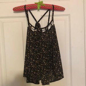 Floral print crop top with strappy back